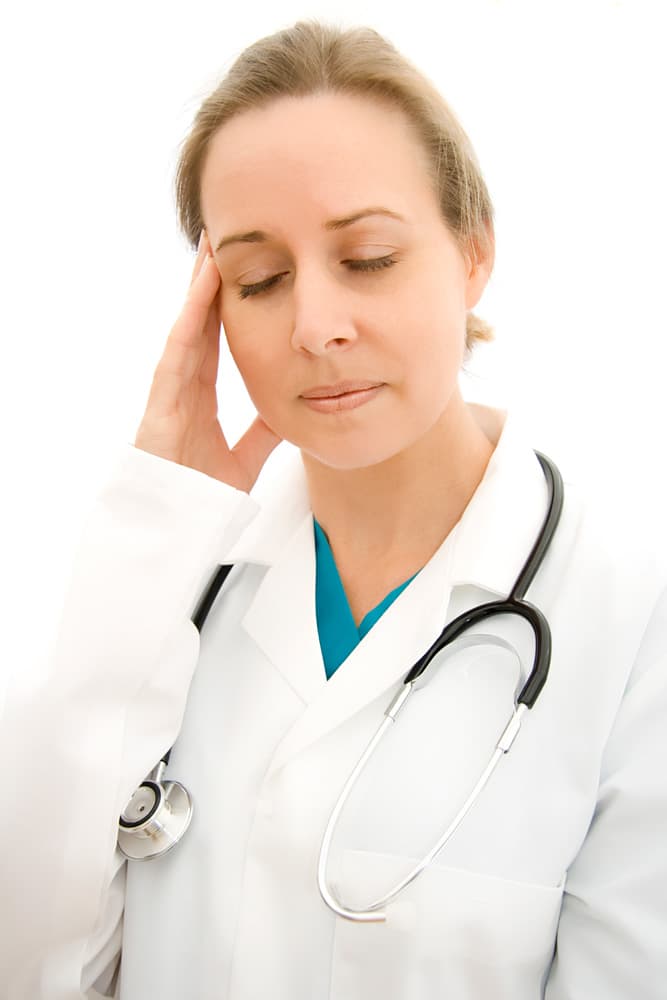 Stressed female doctor